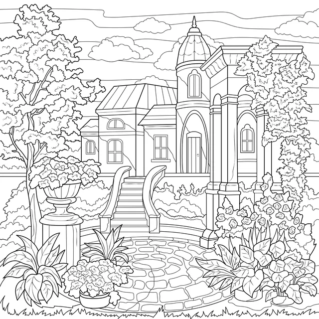 Colorful Buildings in the Garden