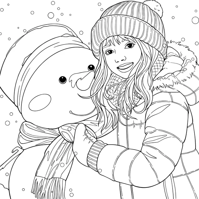 Girl and Snowman