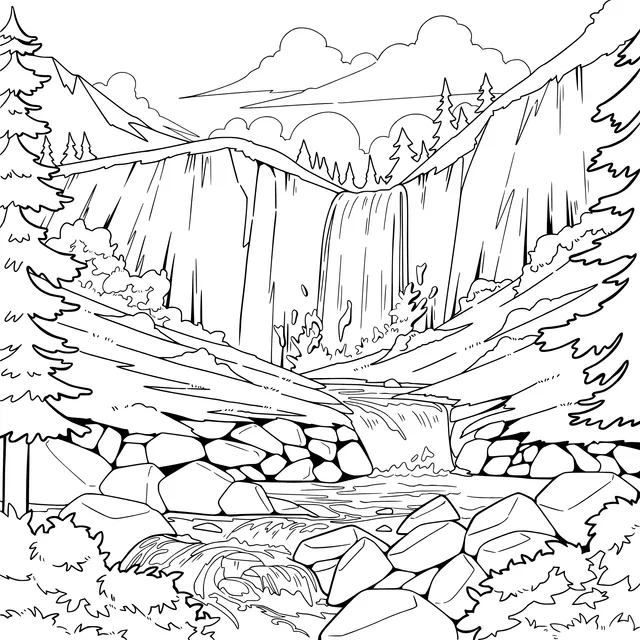 Mountain Waterfall Landscape
