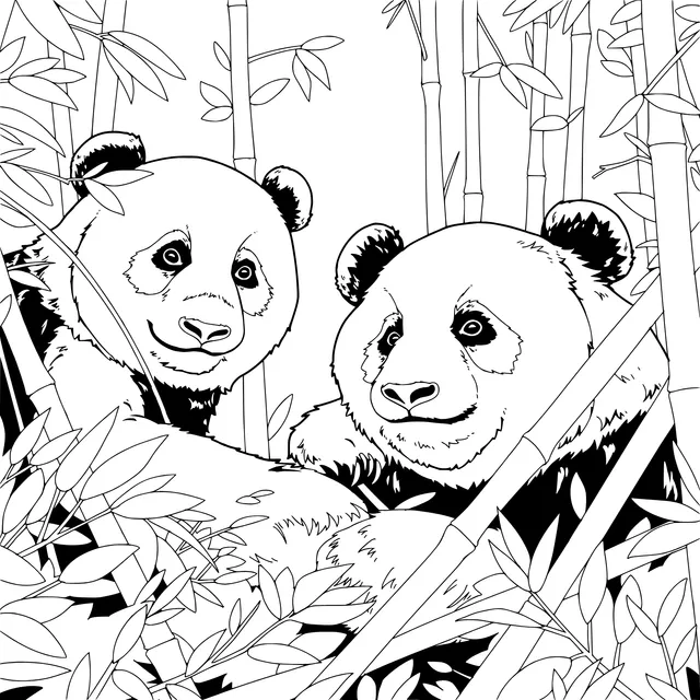 Pandas in the Bamboo Forest