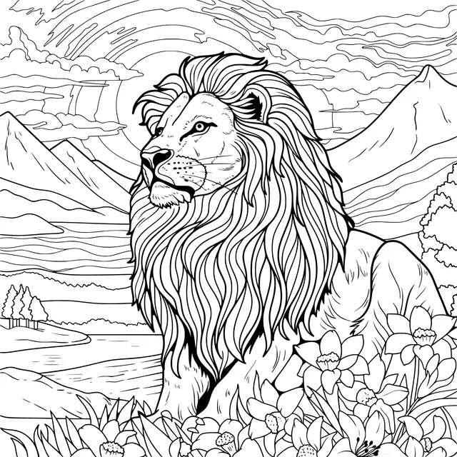 Lion and Natural Beauty
