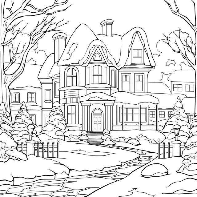 A Cozy Cottage in the Winter Night