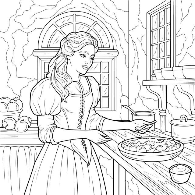 A woman cooking in the kitchen