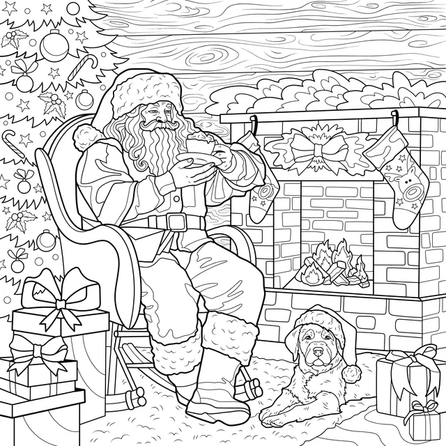 Santa Claus drinking tea leisurely