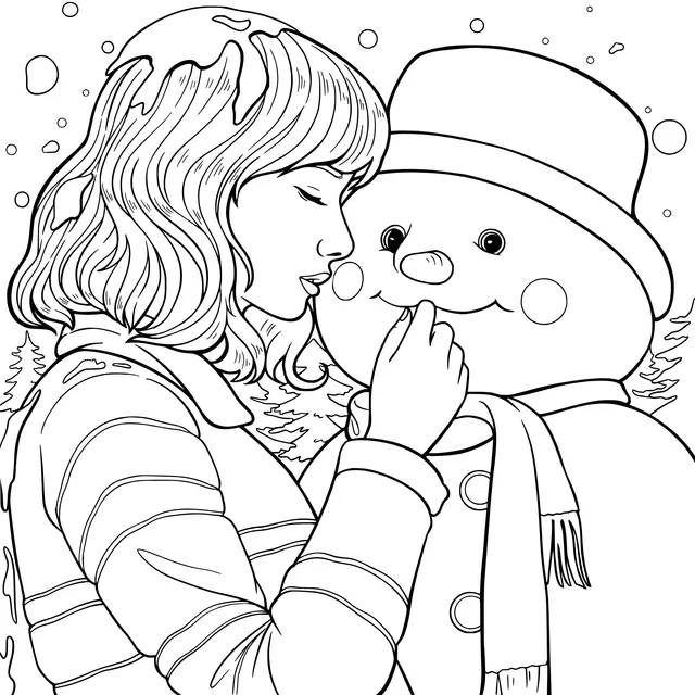 Girl kissing a snowman