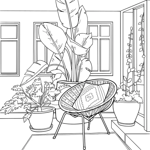 A Cozy Corner Surrounded by Green Plants