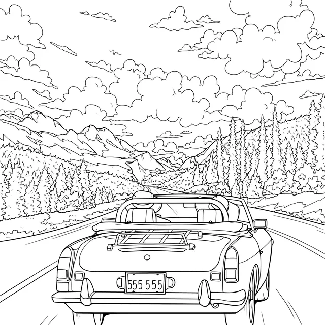 Convertible Car Journey on a Mountain Road