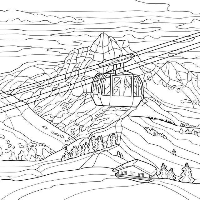Beautiful Scenery of a Cable - car in the Mountains