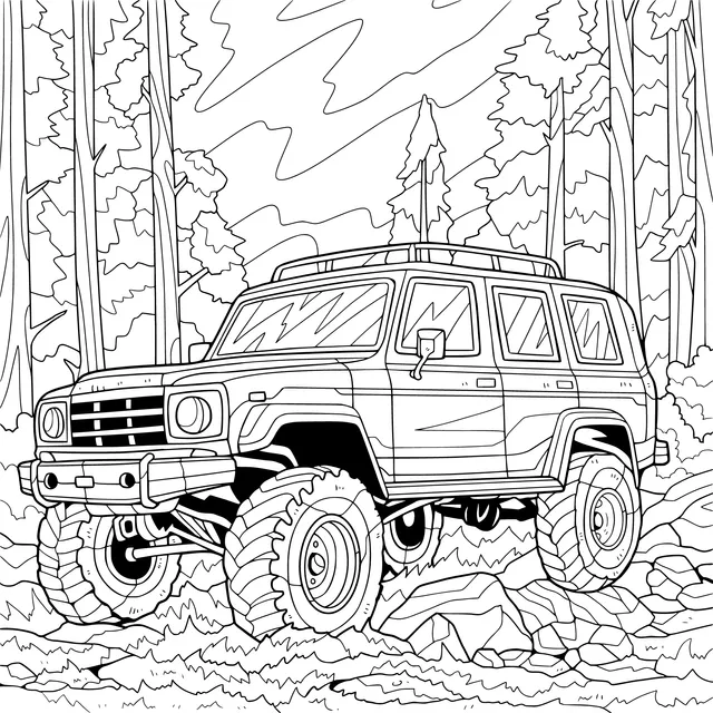 Yellow Off - road Vehicle in the Forest
