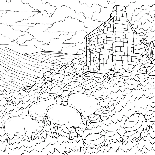 Rural Sheep - grazing Scene