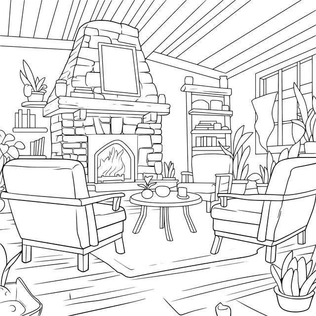Cozy living room with a fireplace