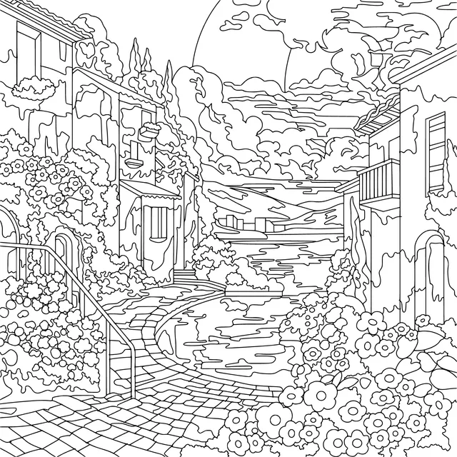 Flower - lined Path by the River