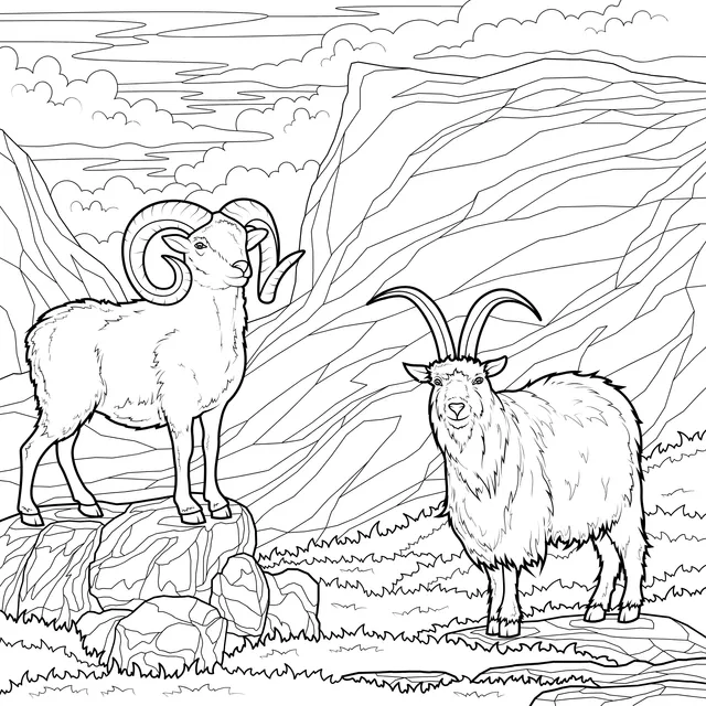 Two goats in the mountains