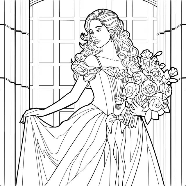 Elegant Woman Holding Roses