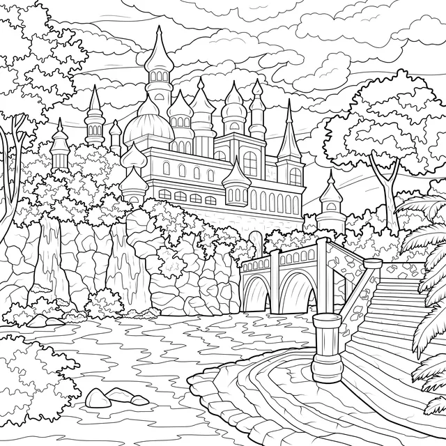 Fantasy Castle and Natural Landscape