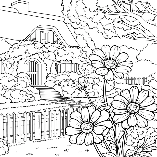 Cottage Surrounded by Flowers