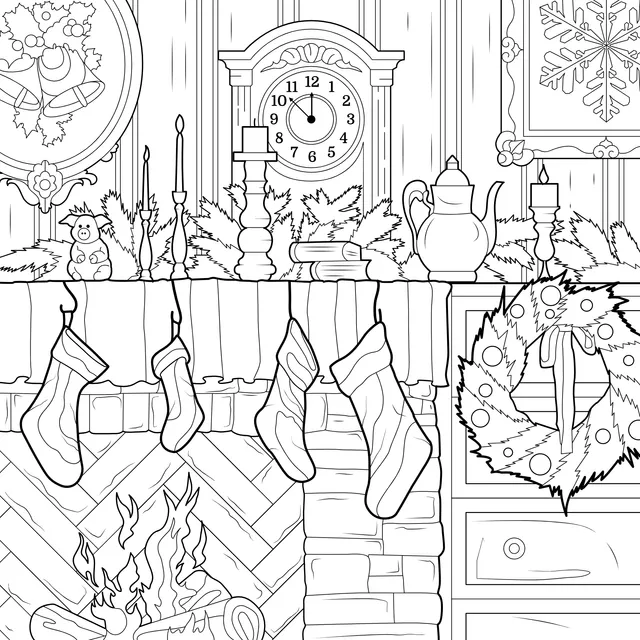 Warm Christmas fireplace decorations