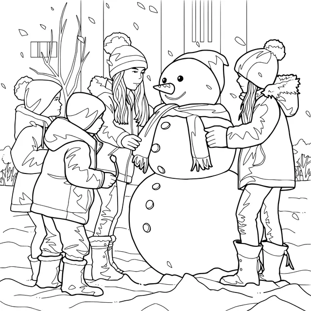 Children are making a snowman