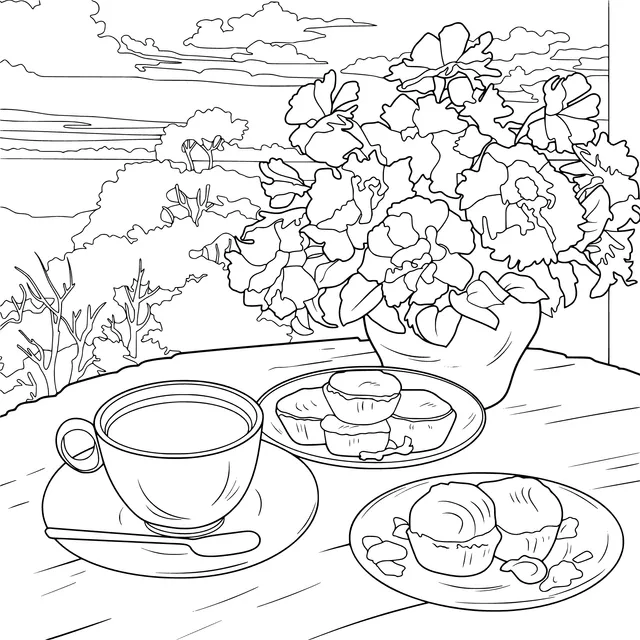 Tea - time with Pastries Outdoors
