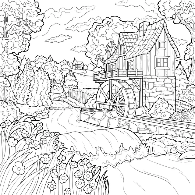 Water - wheel Cottage by the Stream