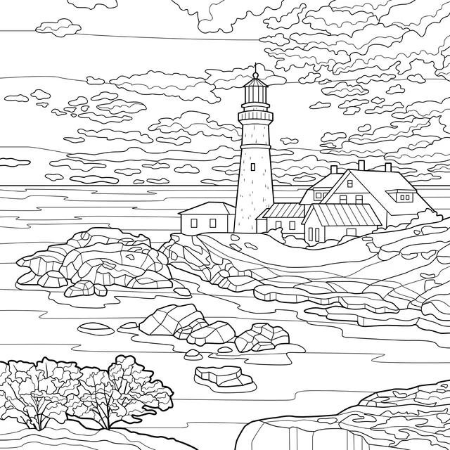 Winter Lighthouse Scene by the Coast