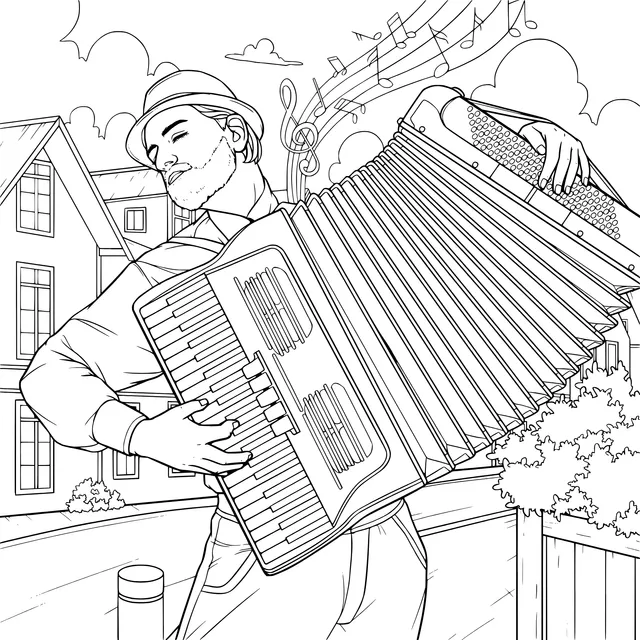 Man playing the accordion on the street