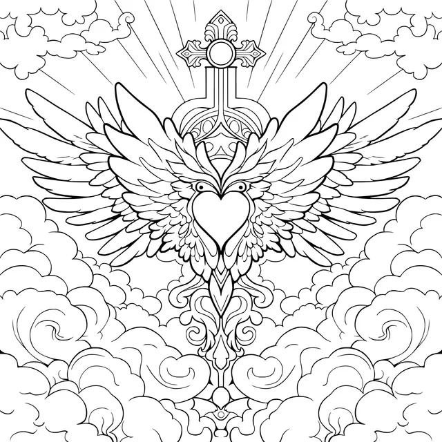 Heart with Wings and Cross