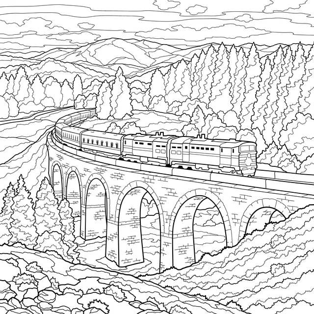 Train Journey in Mountainous Area during Autumn