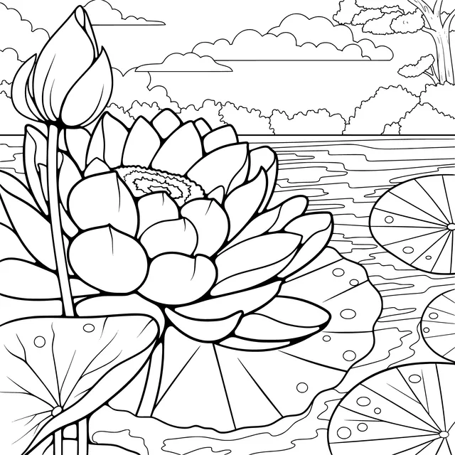 Beautiful Summer Lotus Scene