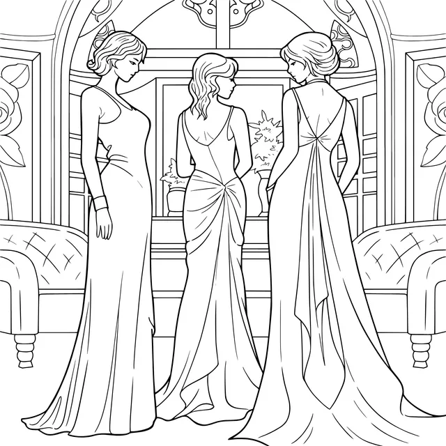 Three Ladies in Gorgeous Dresses