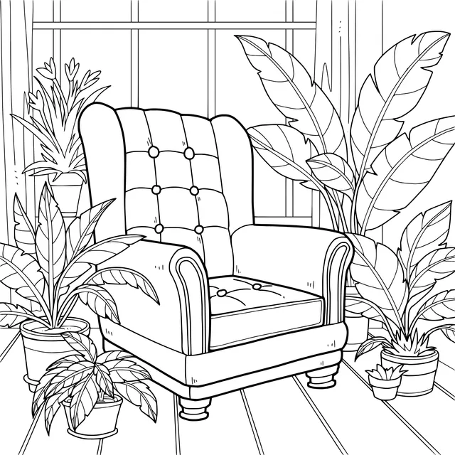 Plants and Armchair by the Window