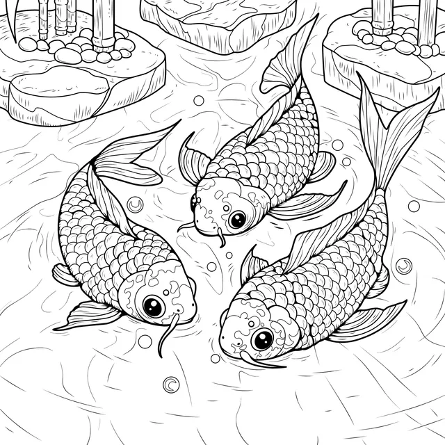 Koi fish in the pond