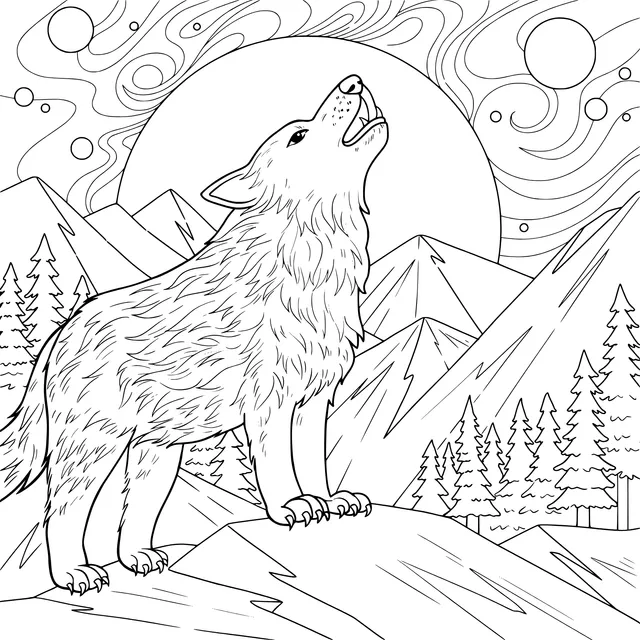Howling Wolf under the Moonlit Night