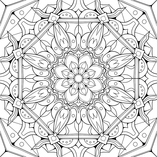 Colorful Geometric Floral Mandala Pattern