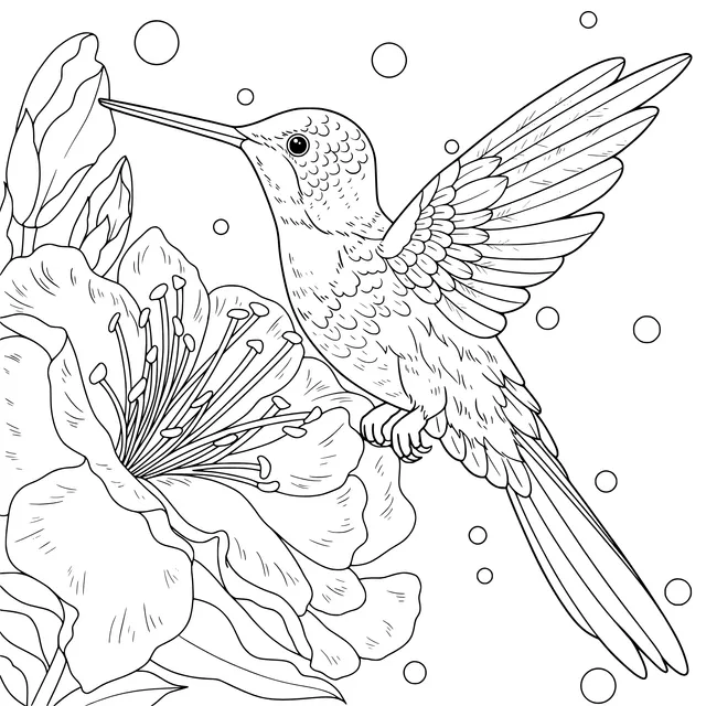 Hummingbird and Blooming Flower