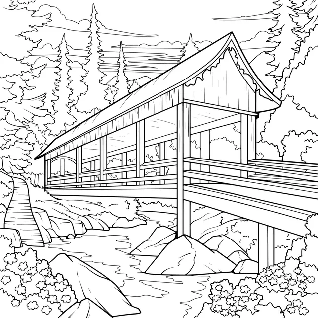 Covered Bridge in the Forest