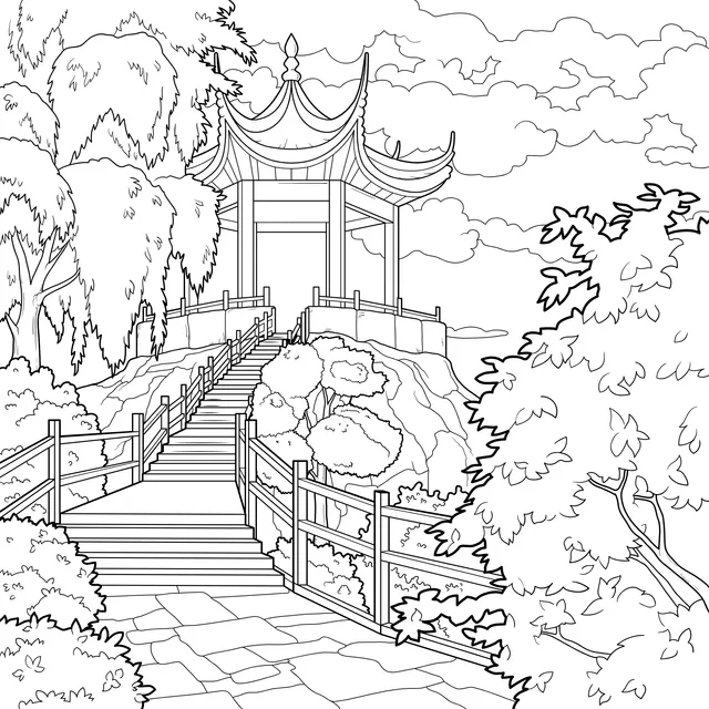 Pavilion in Chinese - style Garden