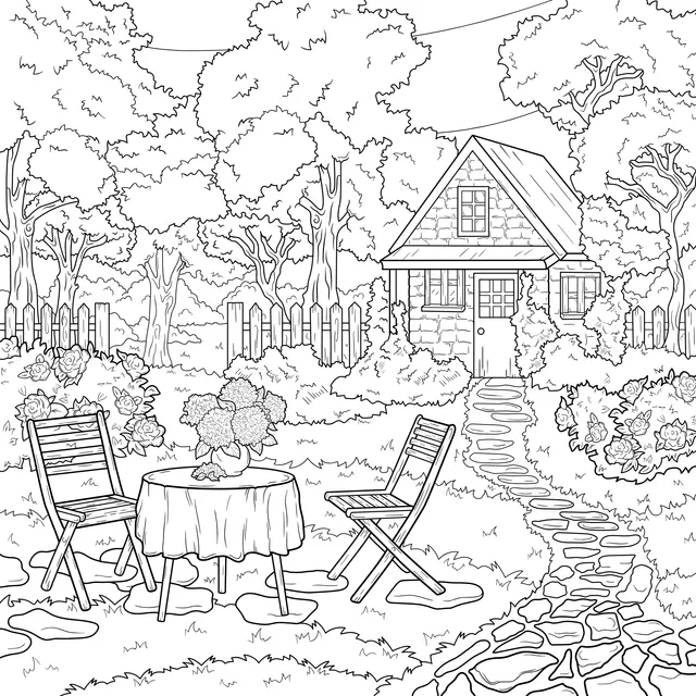 Idyllic Courtyard Scene