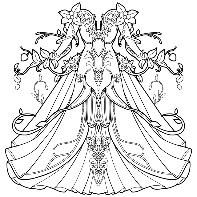 Ornate Long Dress with Floral Decorations