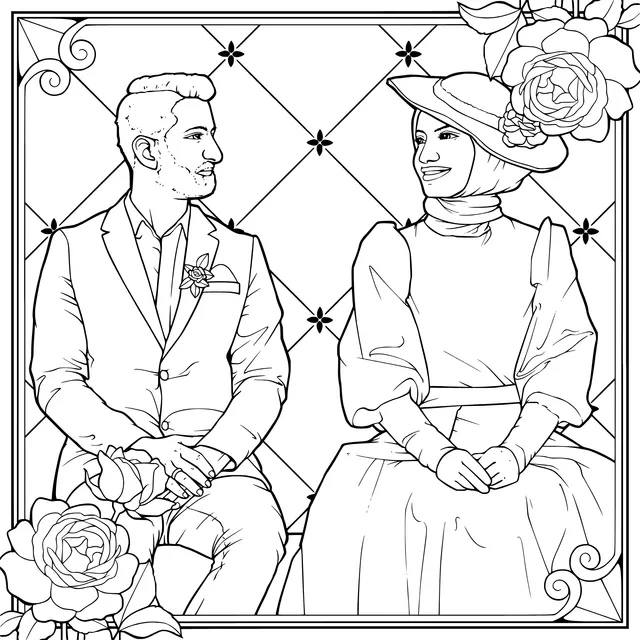 A pair of elegantly - dressed man and woman