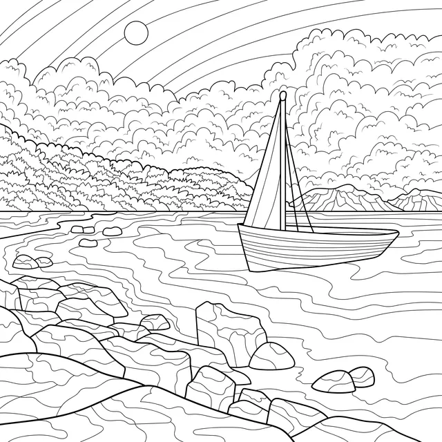 Sailboat Scenery by the Seashore