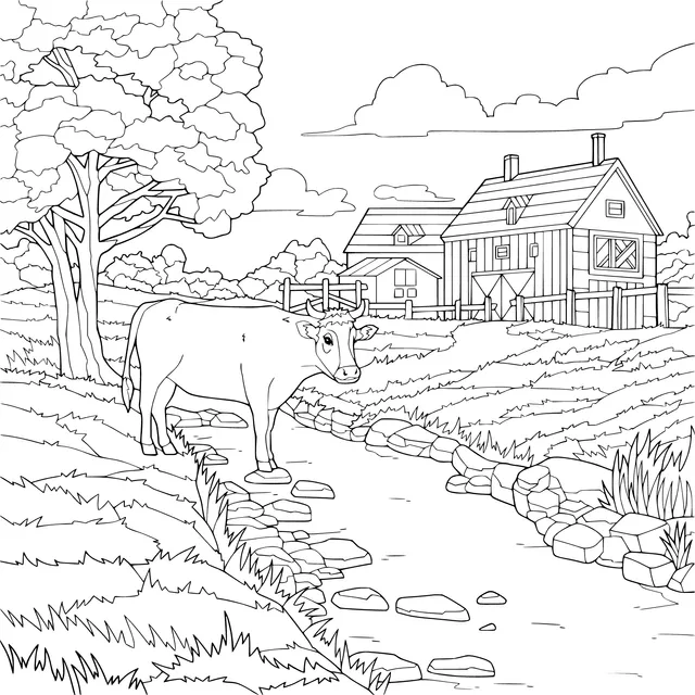 Rural scenery by the stream