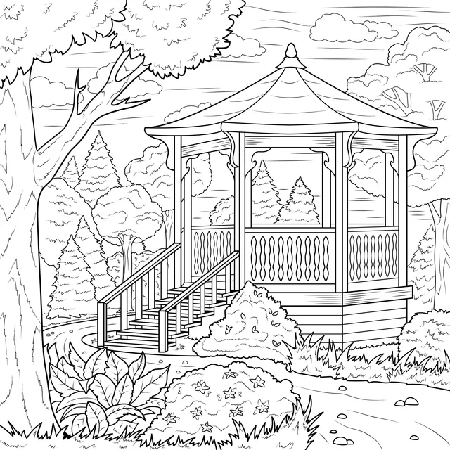 Purple Gazebo in the Forest