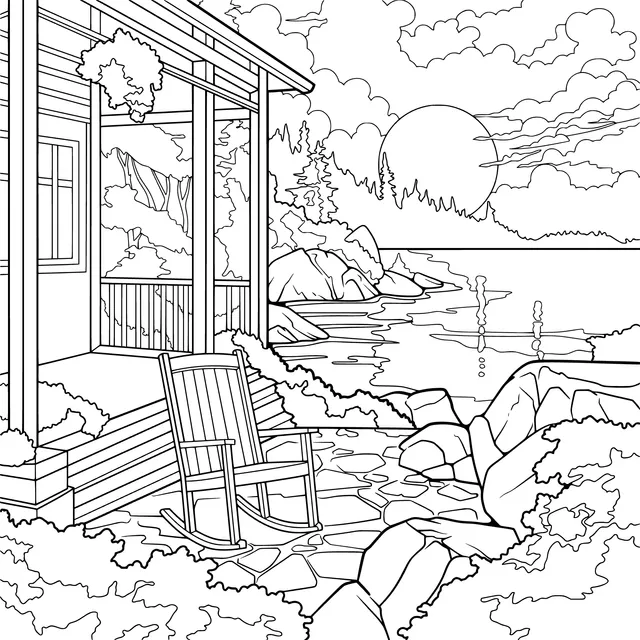 Serene Dusk by the Lakeside Cabin