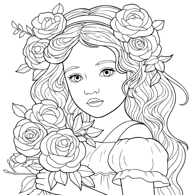 Girl Holding Roses