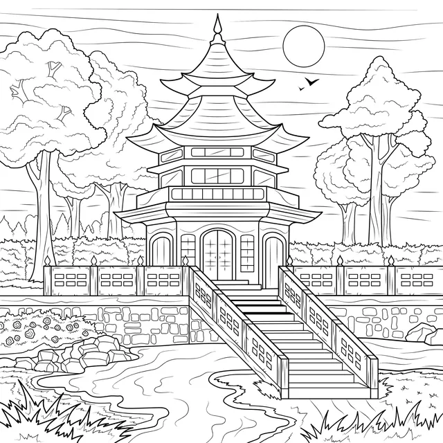 Pagoda in a Chinese - style garden