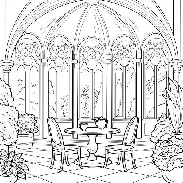 Elegant Indoor Garden Tea - room