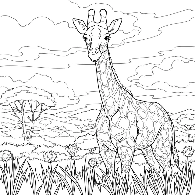 Giraffe on the Grassland