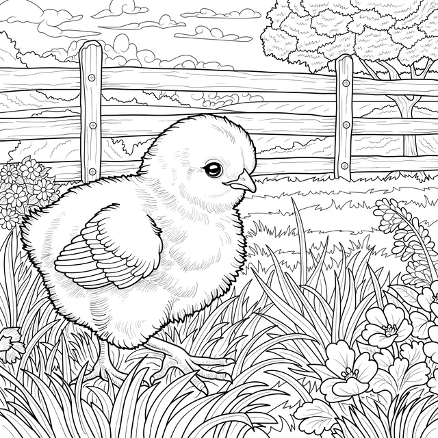 Little Yellow Chick on the Grass