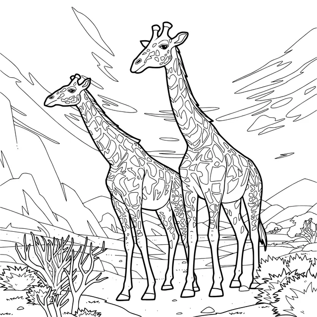 Two giraffes on the savanna